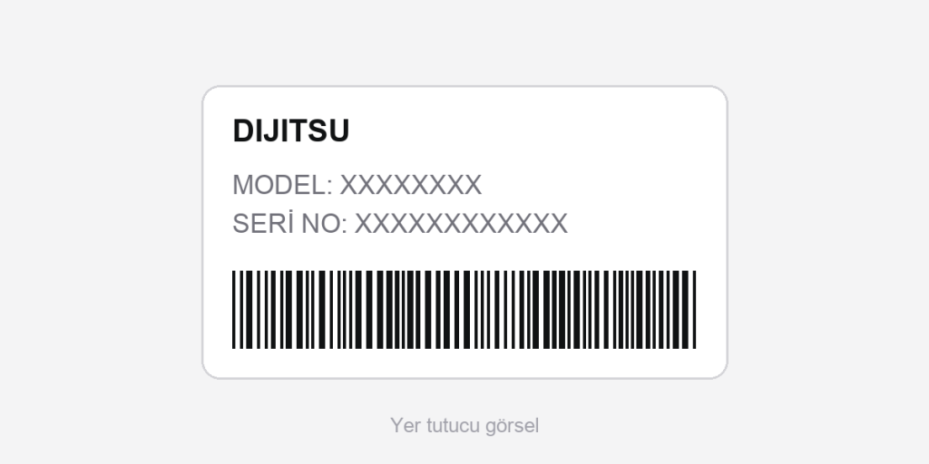 Ürün etiketinde model ve seri numarasının yeri